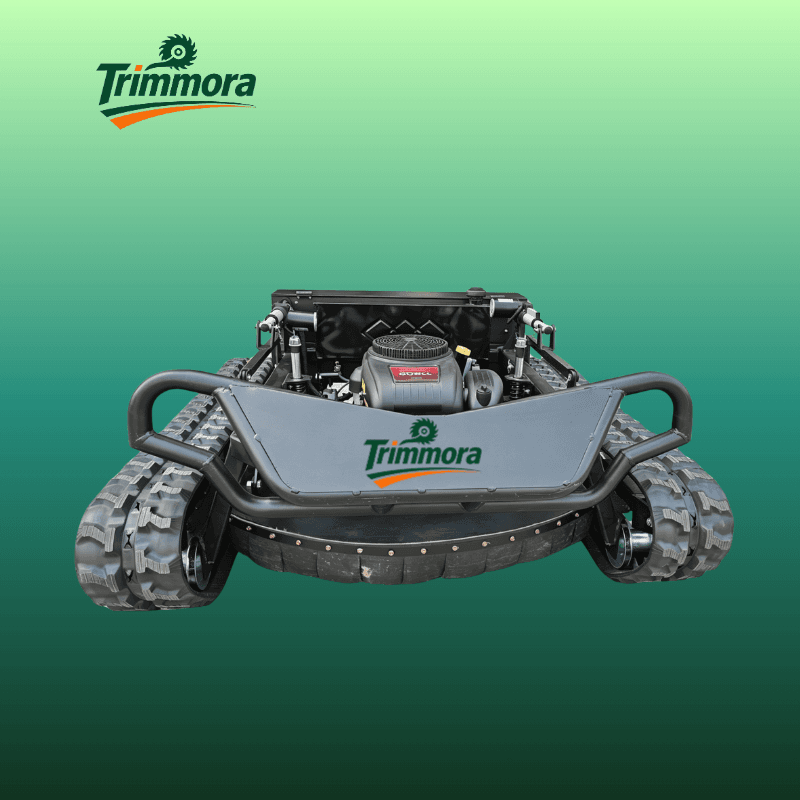 Trimmora TRM-80 rc lawn tractor with 800mm cutting deck, 22HP LONCIN emblem, remote start antenna