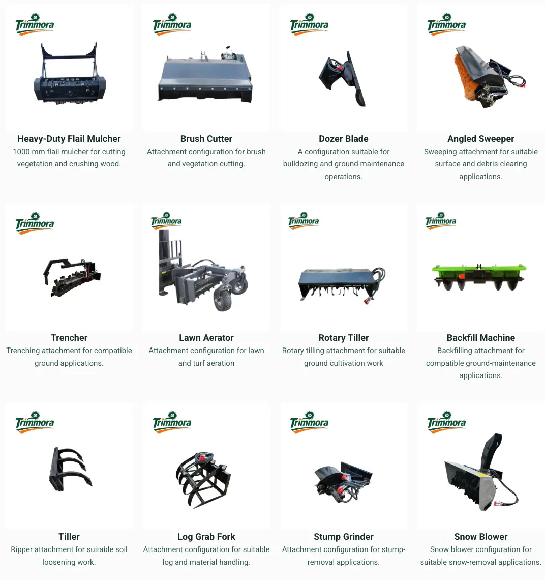 Different commercial attachments _ applications